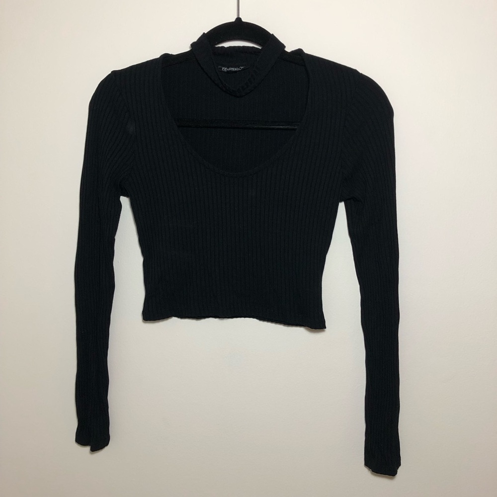 TOPSHOP black ribbed crop top